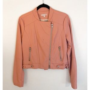 Gianni Bini Leather Jacket in Pink/Blush/Peach